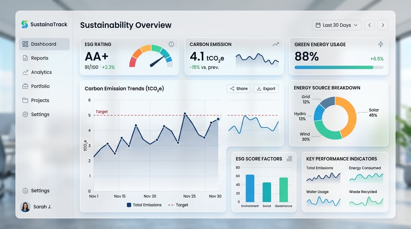 GreenOps Dashboard mockup